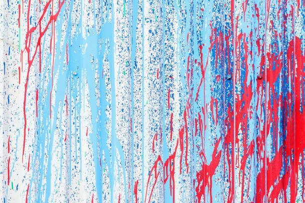 Close-up of abstract dirty corrugated painted metal surface. Red and blue peeling paint texture. For modern background, pattern, wallpaper, banner design Close-up of abstract dirty corrugated painted metal surface. Red and blue peeling paint texture. For modern background, pattern, wallpaper or banner design corrugated metal fence ideas stock pictures, royalty-free photos & images