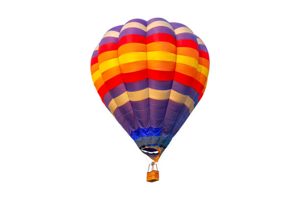 pilot hot air balloon isolated on white background - inflating balloon blowing air imagens e fotografias de stock