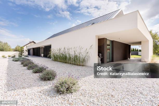 Geometric Style Villa Stock Photo - Download Image Now - Modern, Yard - Grounds, Domestic Life