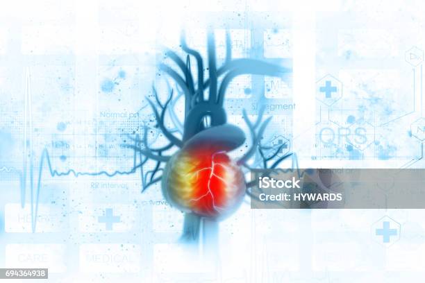 Ecg Background With Human Heart Stock Photo - Download Image Now - Broken Heart, Illness, Heart Surgery