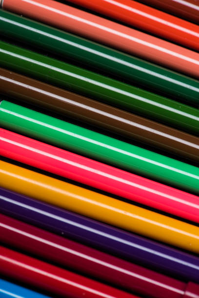 istock Close-up view of colorful felt tip pens set texture 694370546