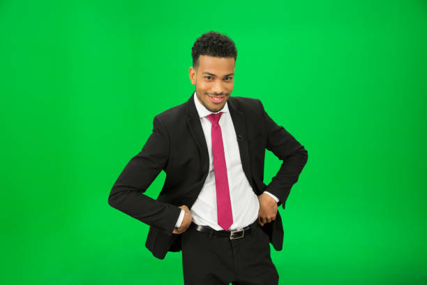 istock Journalist against green background 694375390