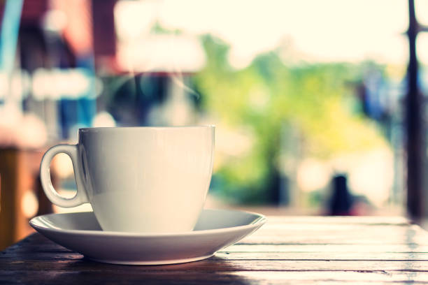 istock Latte art coffee cup in white mug - vintage effect style pictures 694375498