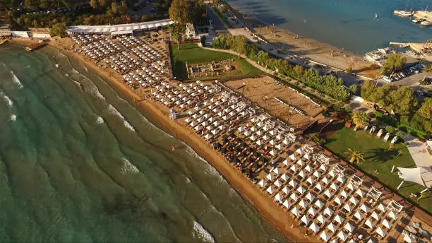 Photo of Aerial drone video of famous Astir beach in Athens Riviera, Attica, Greece