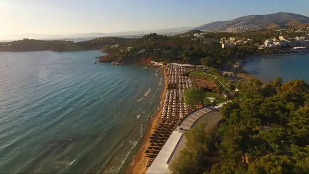 Photo of Aerial drone video of famous Astir beach in Athens Riviera, Attica, Greece