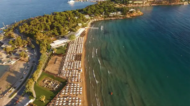 Photo of Aerial drone video of famous Astir beach in Athens Riviera, Attica, Greece