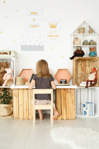istock Desk made from wooden boxes 694389304