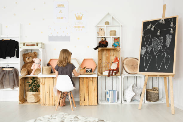 istock Modern simple interior for girl 694389318