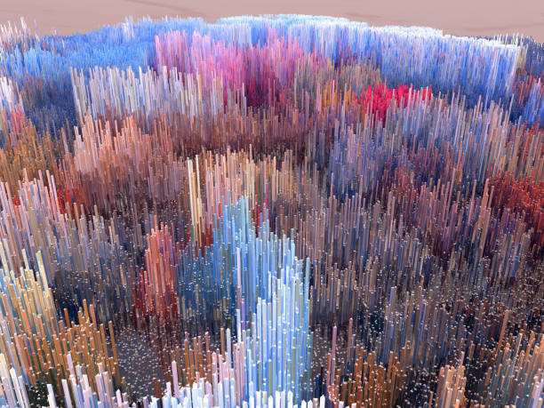istock Future cities, skyscrapers, science fiction, histograms, sound waves, world 694402096