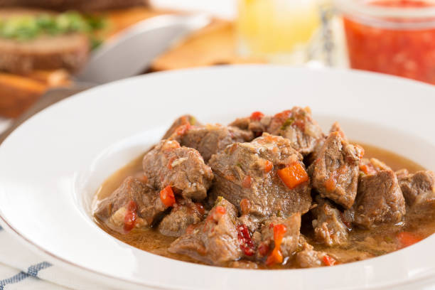 istock Beef goulash,  stew of meat and vegetables 694405146