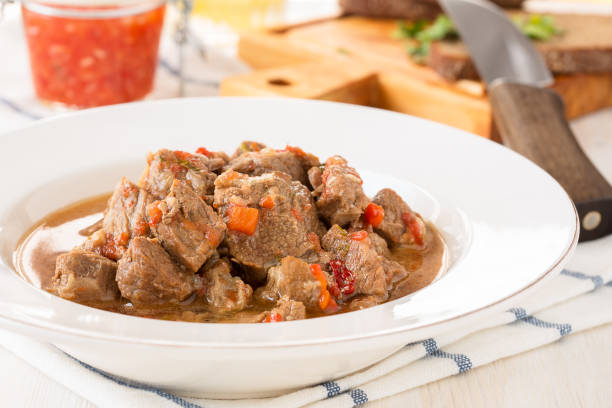 istock Beef goulash,  stew of meat and vegetables 694405152