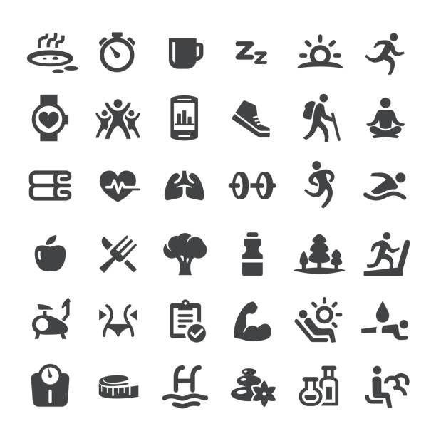 Healthy Lifestyle and Eating Icons - Big Series Healthy Lifestyle and Eating Icons gym symbols stock illustrations