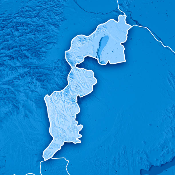 Burgenland Bundesland Austria 3D Render Topographic Map Blue Border