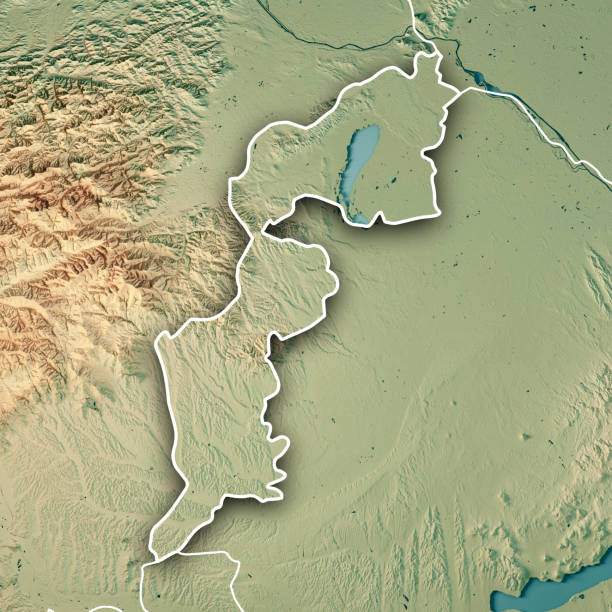 ブルゲンラント州 bundesland オーストリア 3 d のレンダリングの地形マップの枠線 - austria map topography satellite view ストックフォトと画像