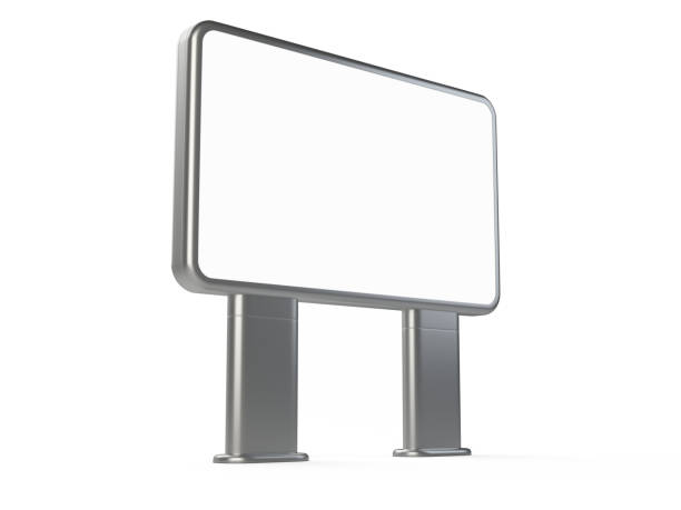 istock Vertical big blank outdoor stand banner. Lightbox. 694409528