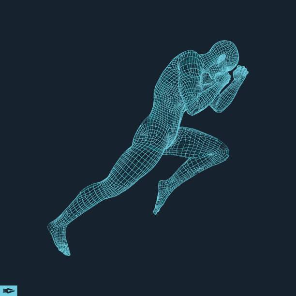 istock Fighter. 3D Model of Man. Human Body. Sport Symbol. Vector Illustration. 694409954