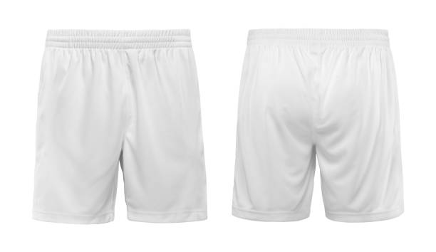 istock Sport shorts ,white color, front and back view isolated on white. 694412840
