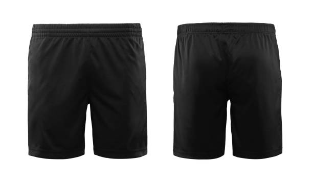istock Sport shorts ,black color, front and back view isolated on white. 694412852