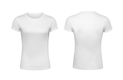white color of blank women's shirt design templates isolated on white with clipping path