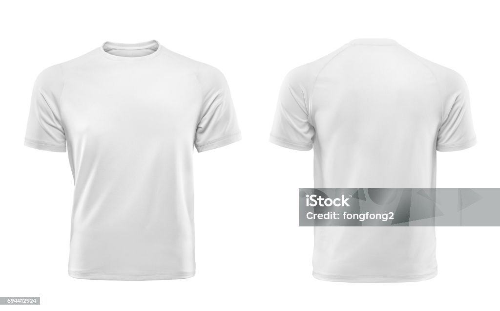 white t-shirt, front and back isolated on white background T-Shirt Stock Photo