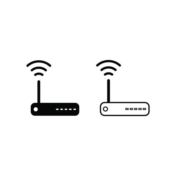 zestaw routerów - router wireless technology modem equipment stock illustrations