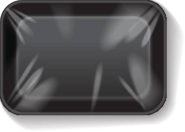 Black Rectangle Blank Styrofoam Plastic Food Tray Container. Vector Mock Up Template Black Rectangle Blank Styrofoam Plastic Food Tray Container. Vector Mock Up Template for your design black meat tray stock illustrations