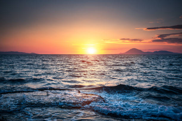 Sunset with the sun mirroring in the sea