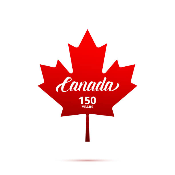 Canada 150th anniversary icon. Maple Leaf with typography. Canada 150 Years anniversary Canada 150th anniversary icon. Maple Leaf with typography. Canada 150 Years anniversary. 150th anniversary stock illustrations