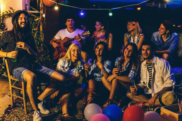 istock Friends having great time at the party 694426116