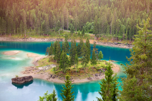 istock Blue degrade Caumasee lake, Grisons, Switzerland 694429090