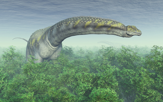 Computer generated 3D illustration with the dinosaur Argentinosaurus