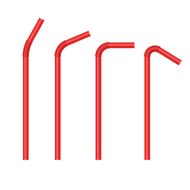ilustrações de stock, clip art, desenhos animados e ícones de red drinking straws. cocktail stick set. vector - drinking straw plastic design in a row
