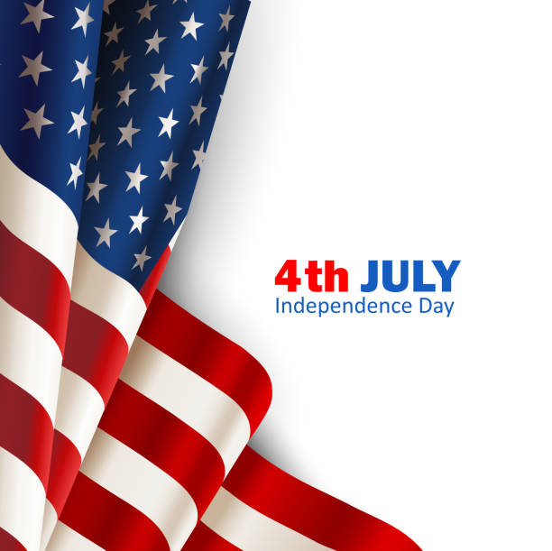 amerykańska flaga na białym - patriotism fourth of july striped american flag stock illustrations