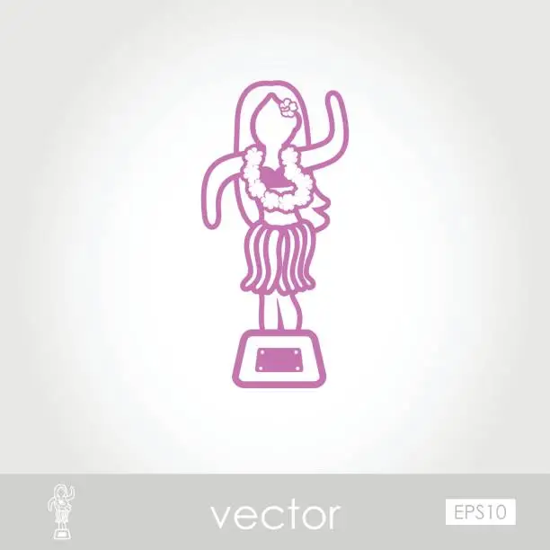 Vector illustration of Hula Dancer Statuette icon. Summer. Vacation