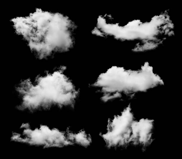 istock set of white cloud isolated on black background 694454490