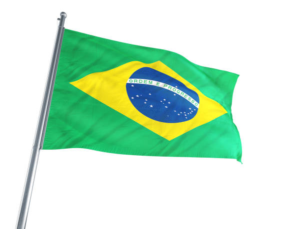 istock Brazil Flag waving on a white background 694458056