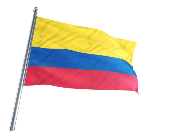 istock Colombia Flag waving on a white background 694458086