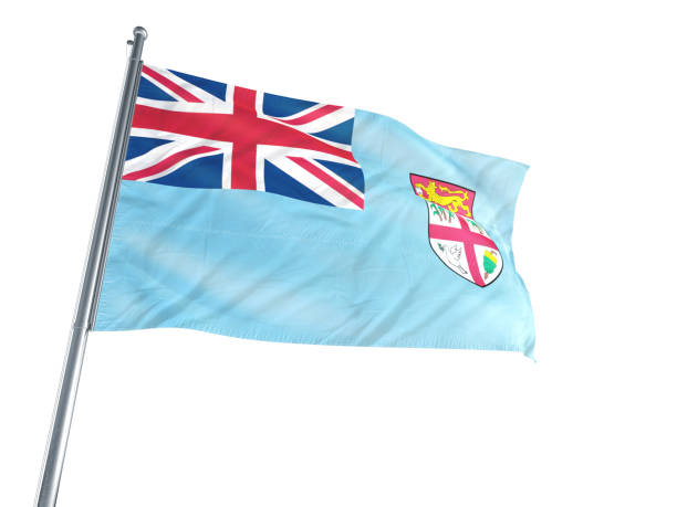 istock Fiji Flag waving on a white background 694458164