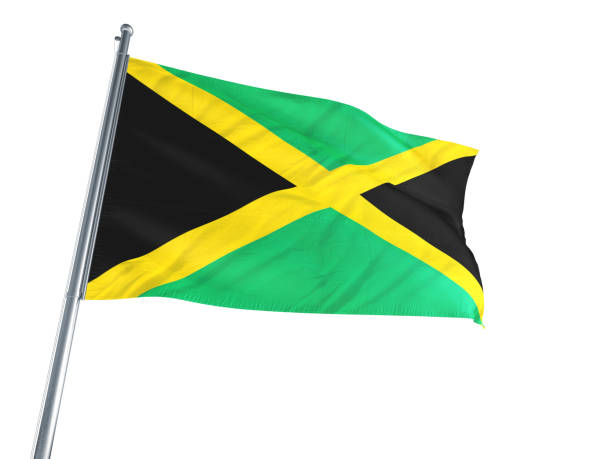 istock Jamaica Flag waving on a white background 694458244