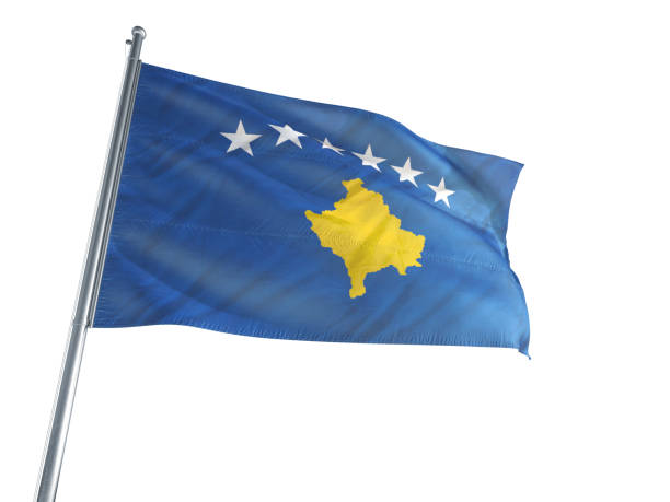 istock Kosovo Flag waving on a white background 694458260