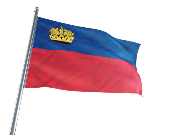 istock Liechtenstein Flag waving on a white background 694458286