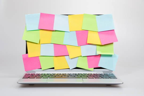 istock Colorful sticky memos covering a laptop screen 694461288