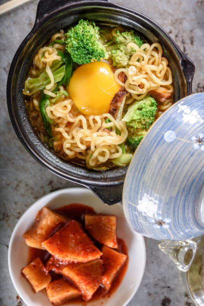 istock Ramen Noodle with Egg yolk and Broccoli 694468412