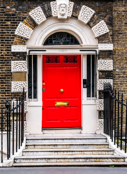 Bloomsbury door in London. England Bloomsbury door in London. England, United Kingdom window chimney london england residential district stock pictures, royalty-free photos & images