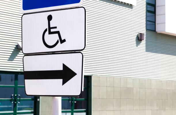 istock handicapped parking sign on the parking 694477732