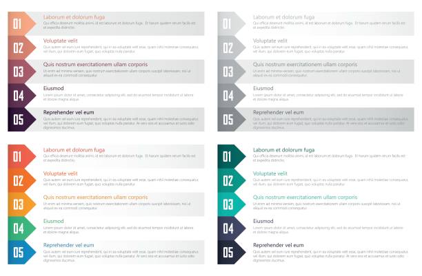 bildbanksillustrationer, clip art samt tecknat material och ikoner med numrerad lista formgivningsmall - lista
