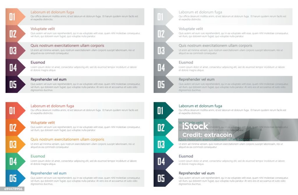 numbered list design template numbered list set template for webdesign, flat design List stock vector