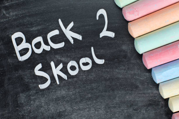 istock Misspelt Back 2 Skool concept with chalk 694499342