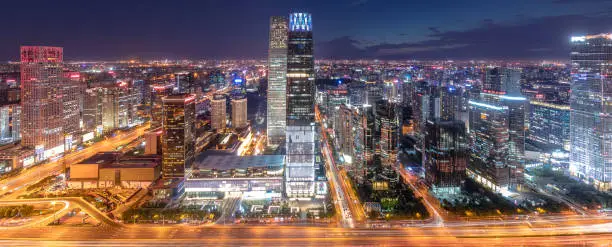 Beijing nightscape of beijing city,the illuminated modern city