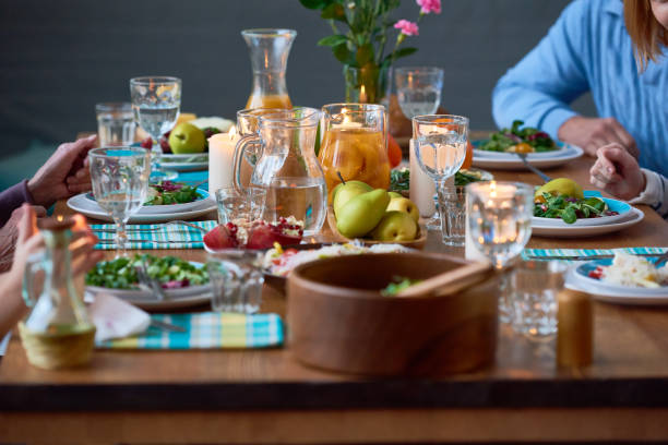 istock Dining table full of food 694508110